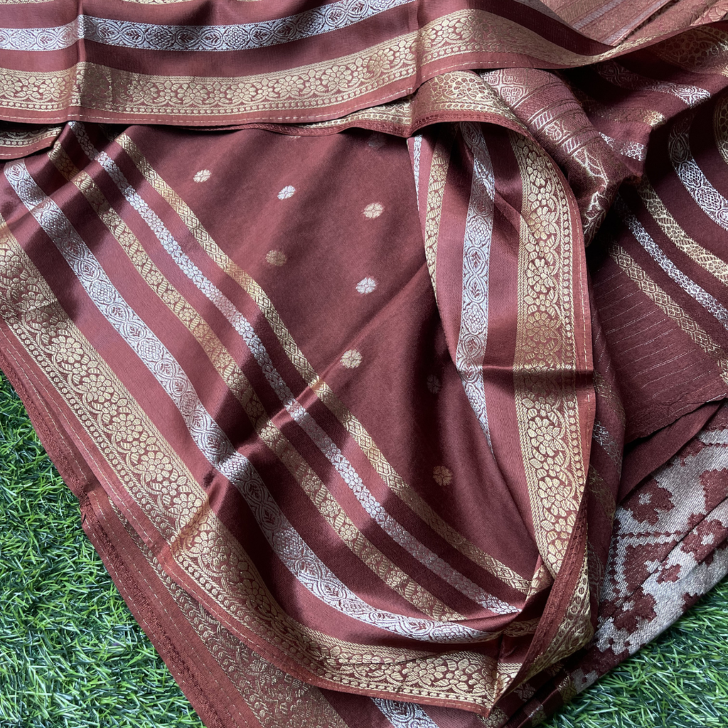 Premium Patola Silk Saree with Silver & Golden Zari Weaving | Designer Big Border