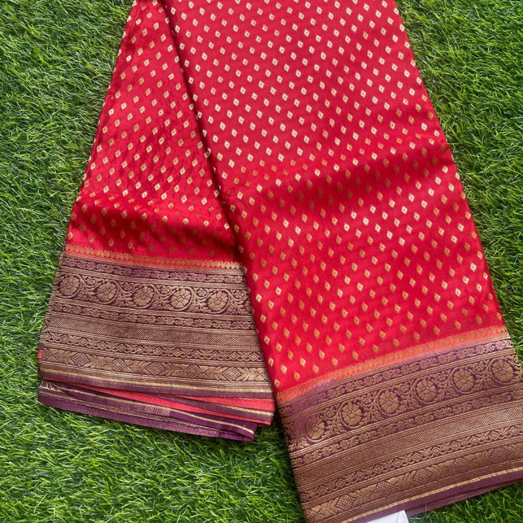 Banarasi Crepe Silk Saree with Rich Zari Work