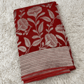 Georget Red Floral Silver Zari Weaved Saree