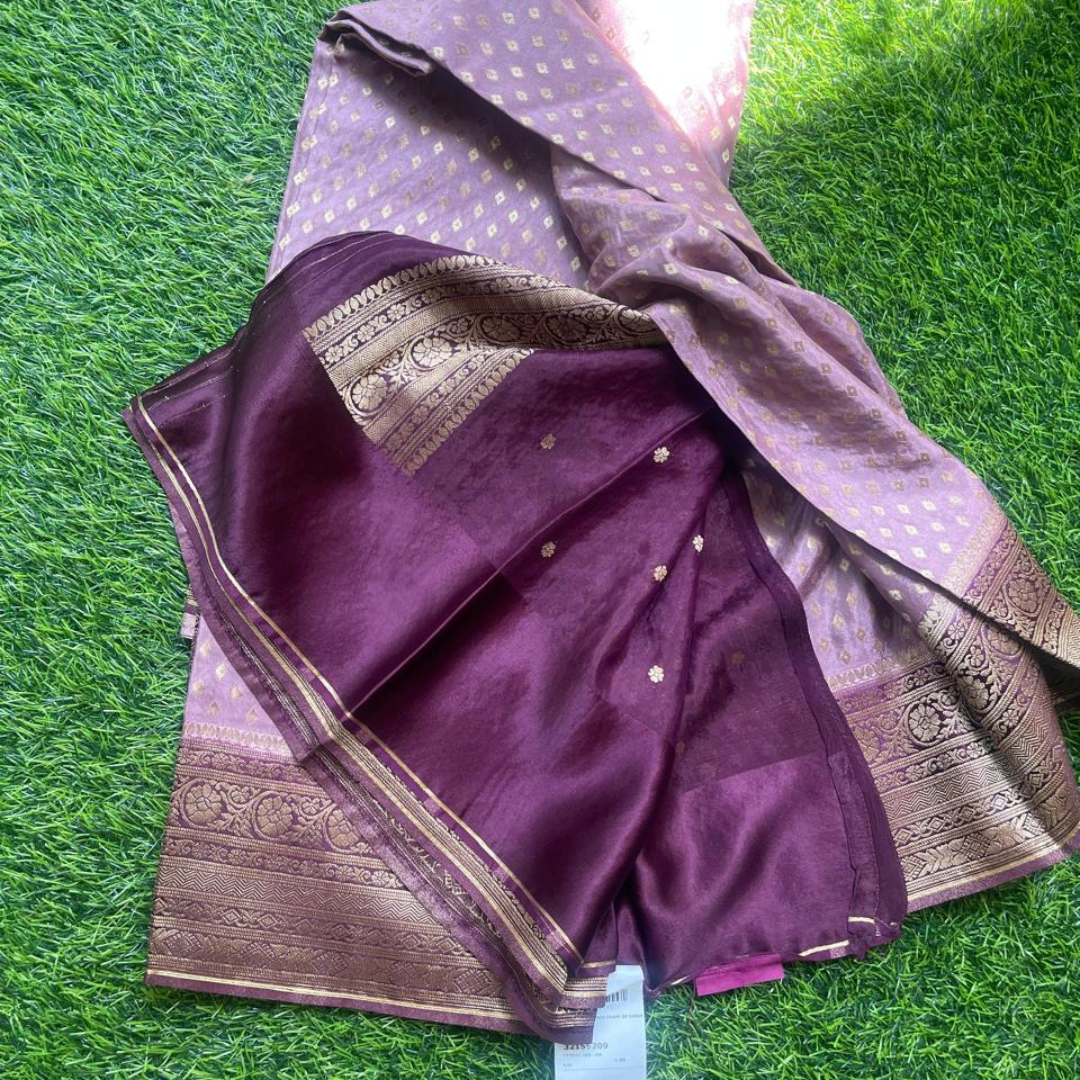 Banarasi Crepe Silk Saree with Rich Zari Work
