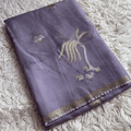 Manipuri Grey Saree With Gold Embroidery