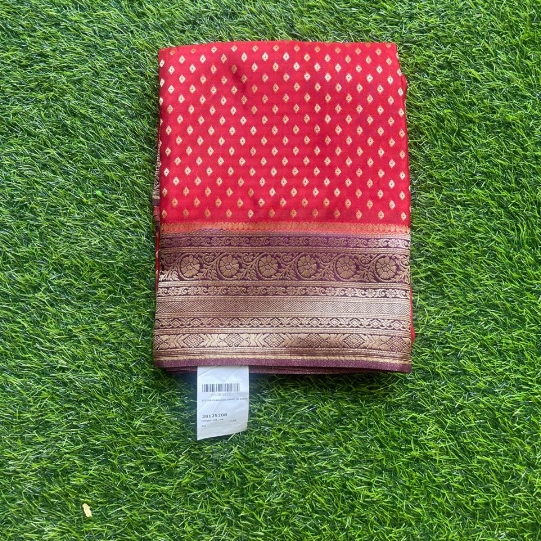 Banarasi Crepe Silk Saree with Rich Zari Work