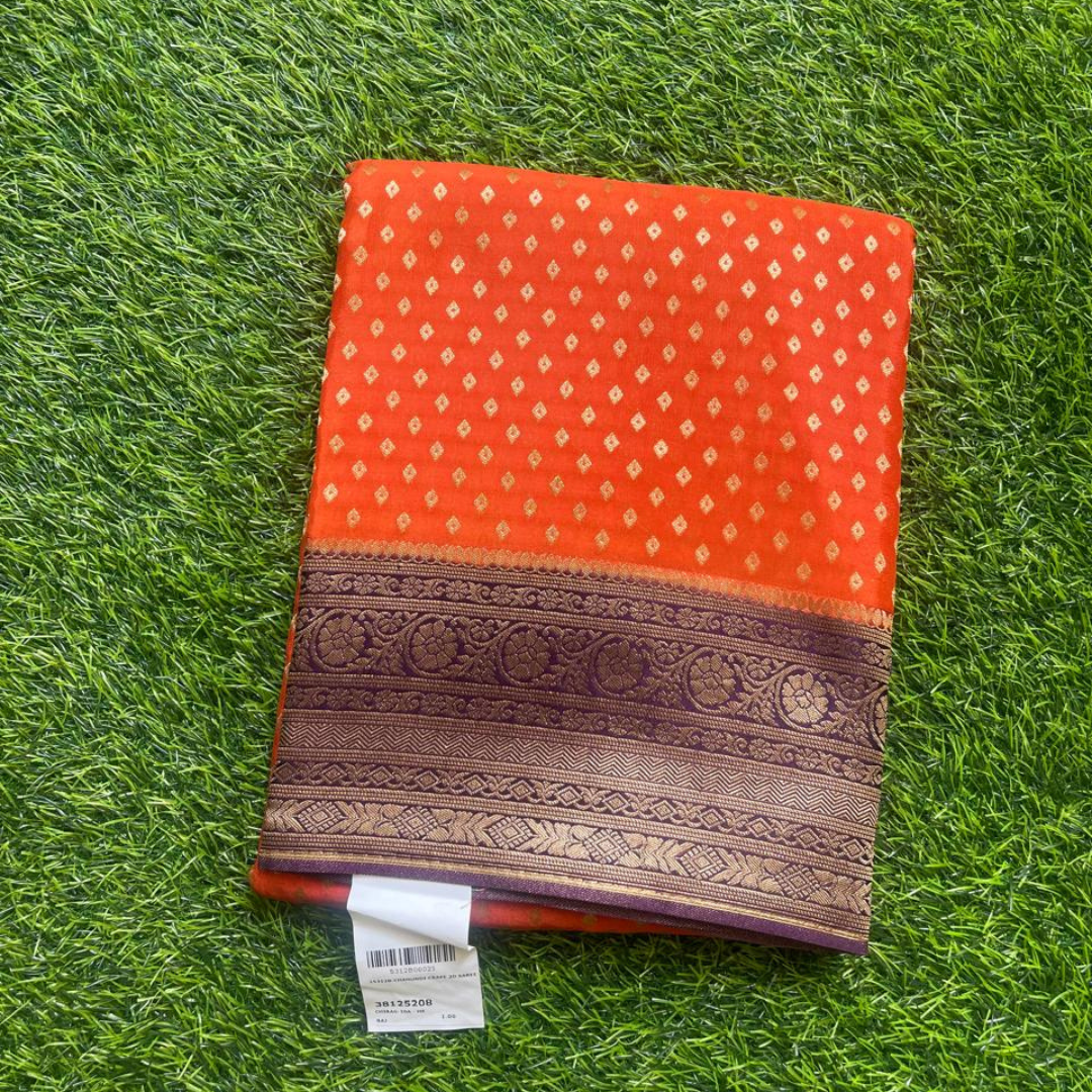 Banarasi Crepe Silk Saree with Rich Zari Work