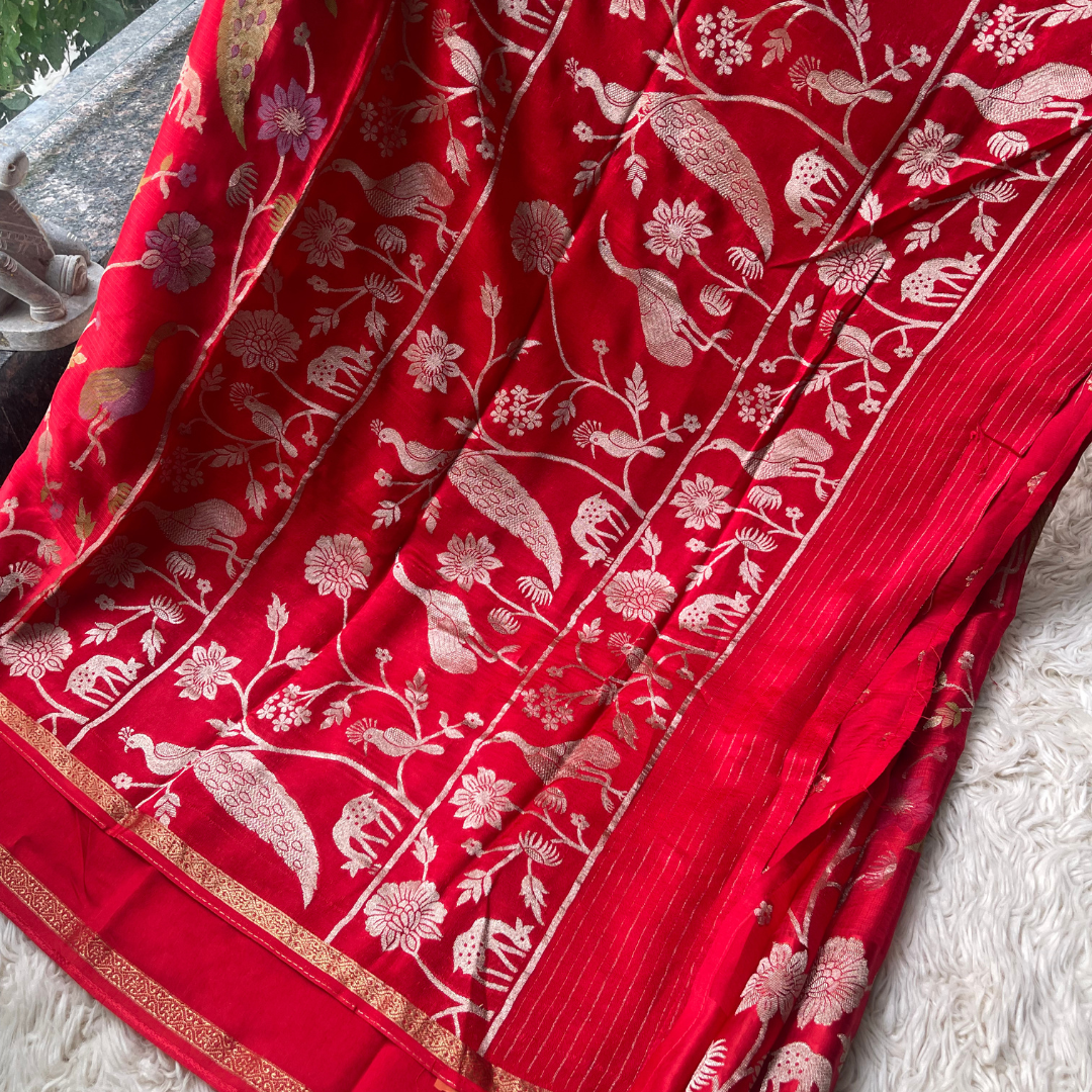 Authentic Manipuri Saree with Bird & Animal Woven Motifs | Lightweight Handwoven Festival & Wedding Saree