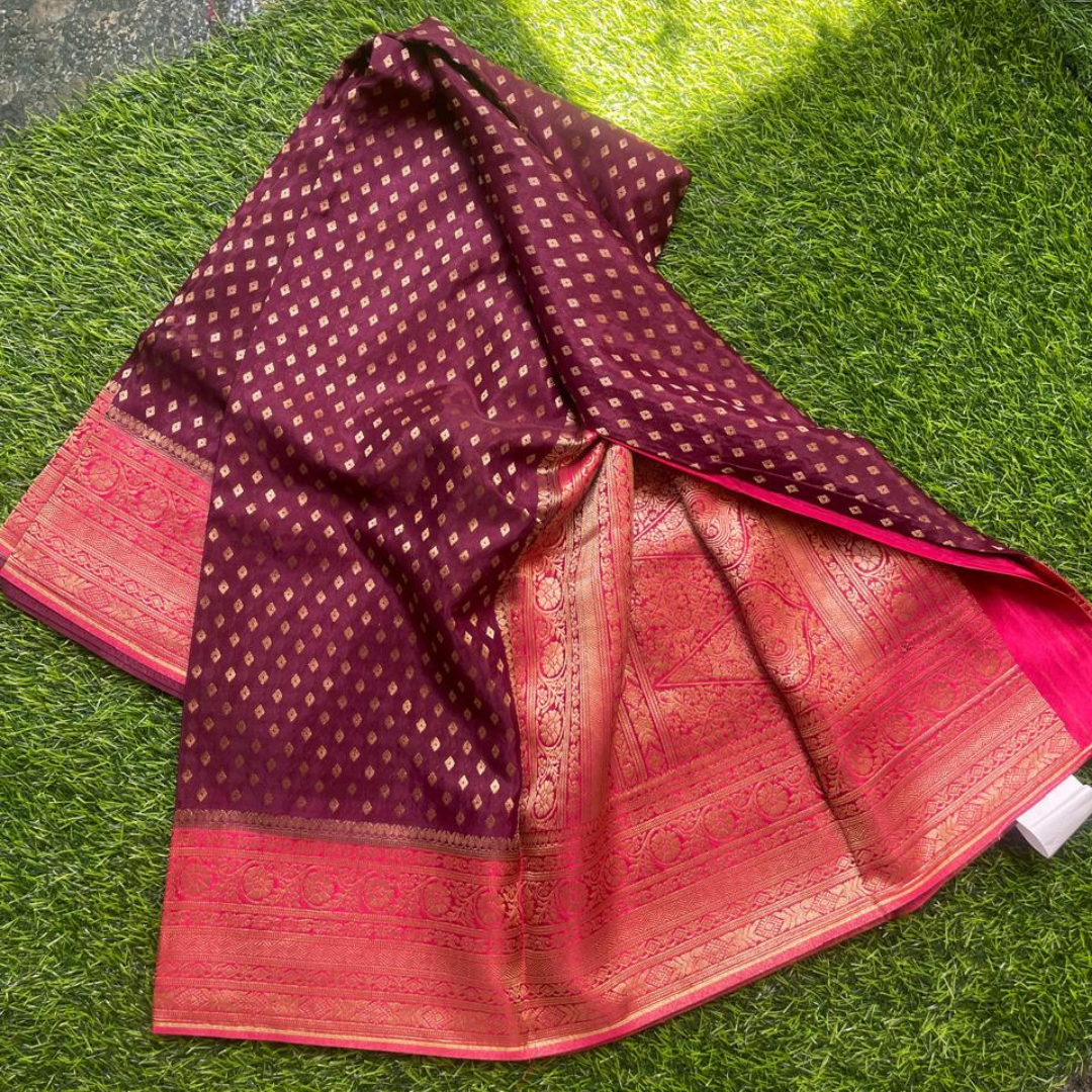 Banarasi Crepe Silk Saree with Rich Zari Work