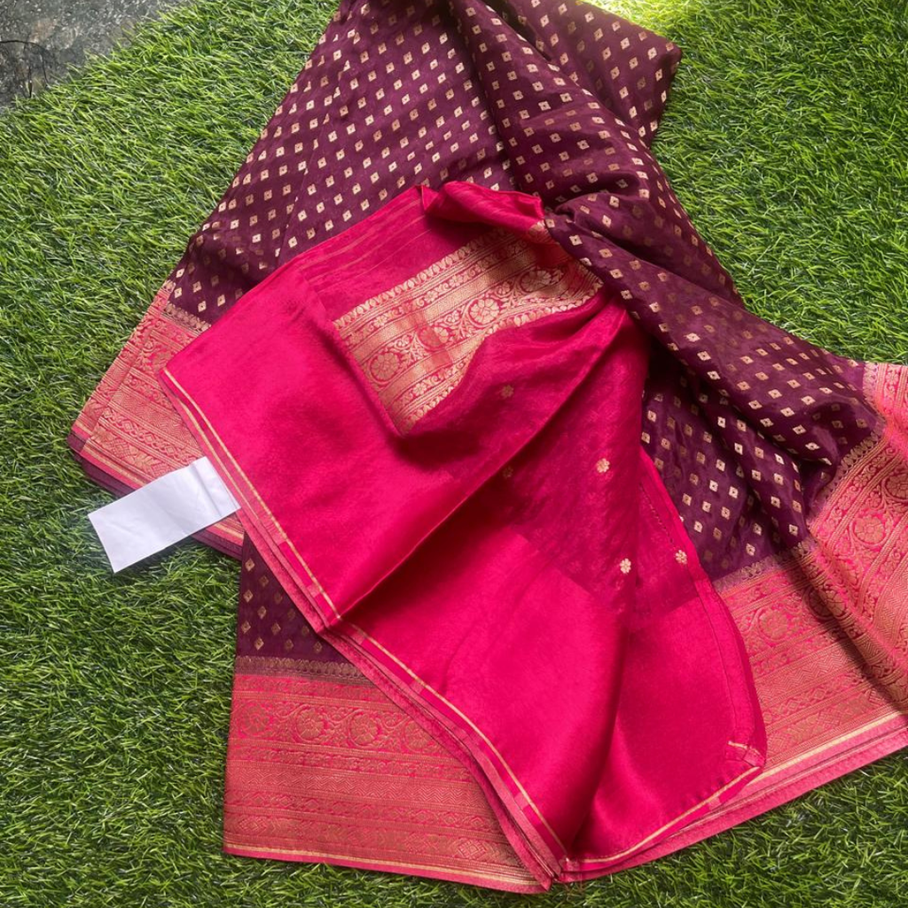 Banarasi Crepe Silk Saree with Rich Zari Work