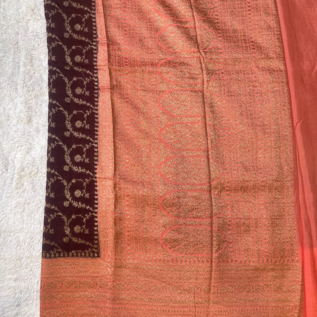 Pure Banarasi Crepe Silk Saree with Traditional Zari Weaving | Lightweight Festival & Wedding Saree