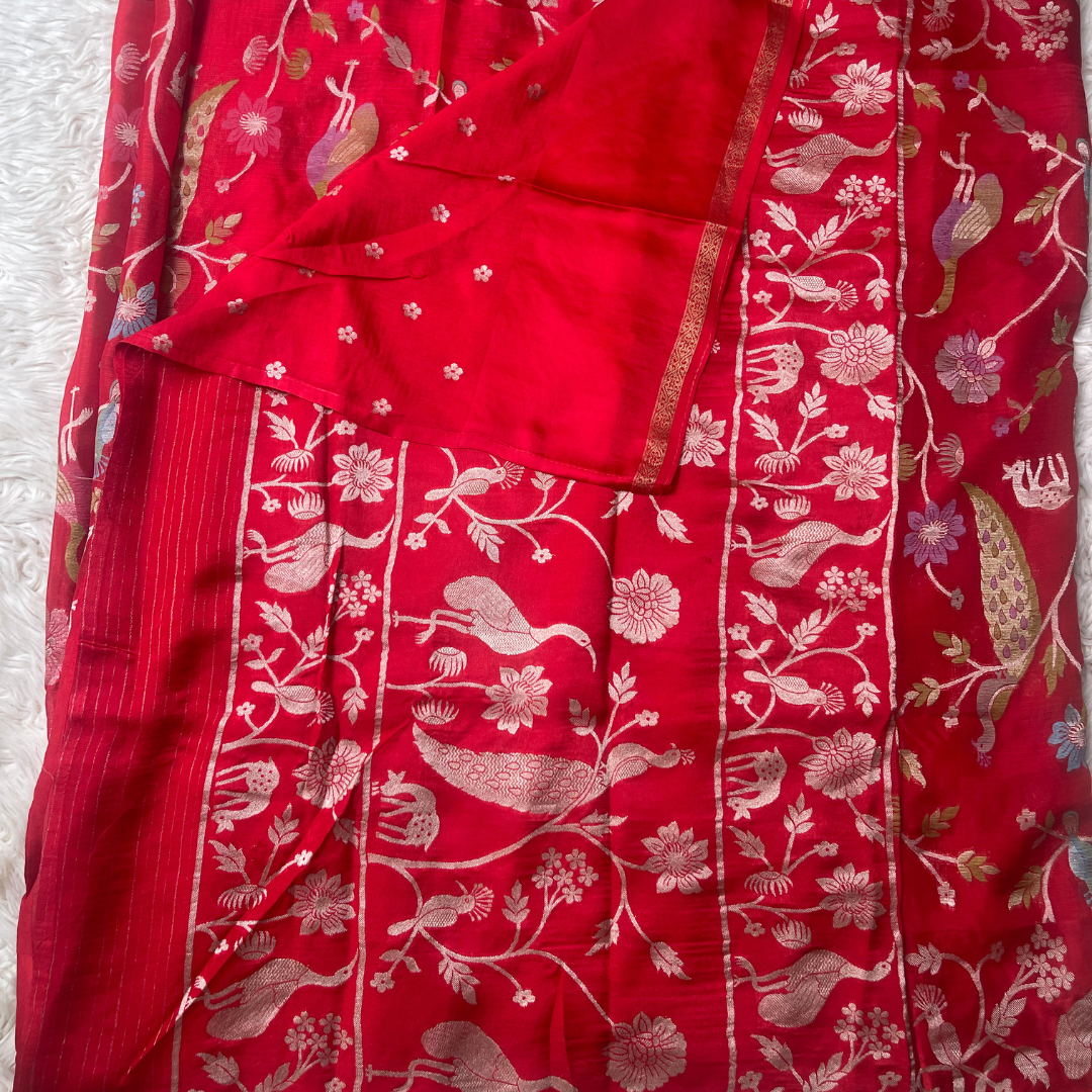 Authentic Manipuri Saree with Bird & Animal Woven Motifs | Lightweight Handwoven Festival & Wedding Saree