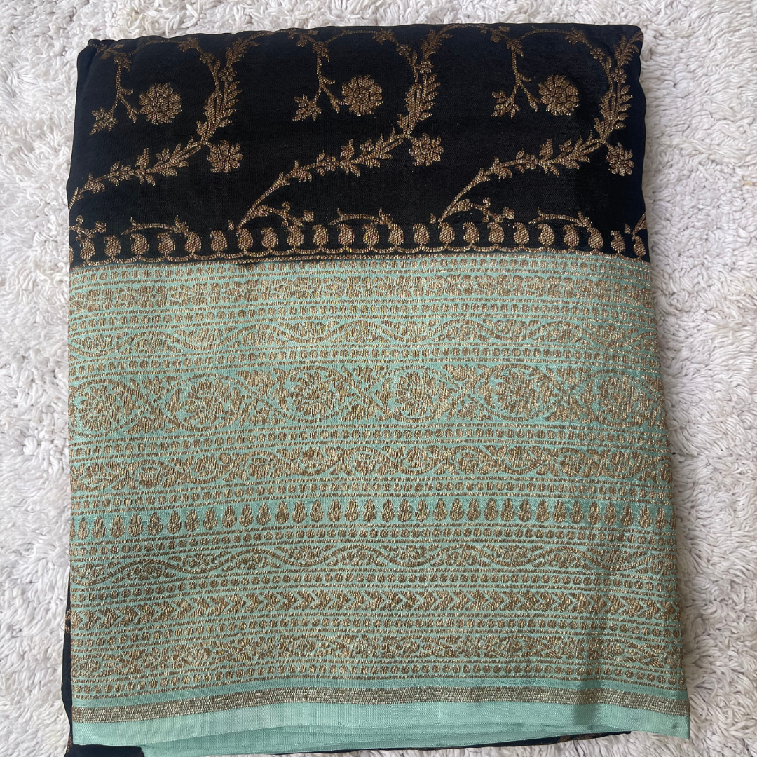 Pure Banarasi Crepe Silk Saree with Traditional Zari Weaving | Lightweight Festival & Wedding Saree