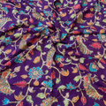 Purple Kalamkari Pure Crape Blouse Material 1 Meter