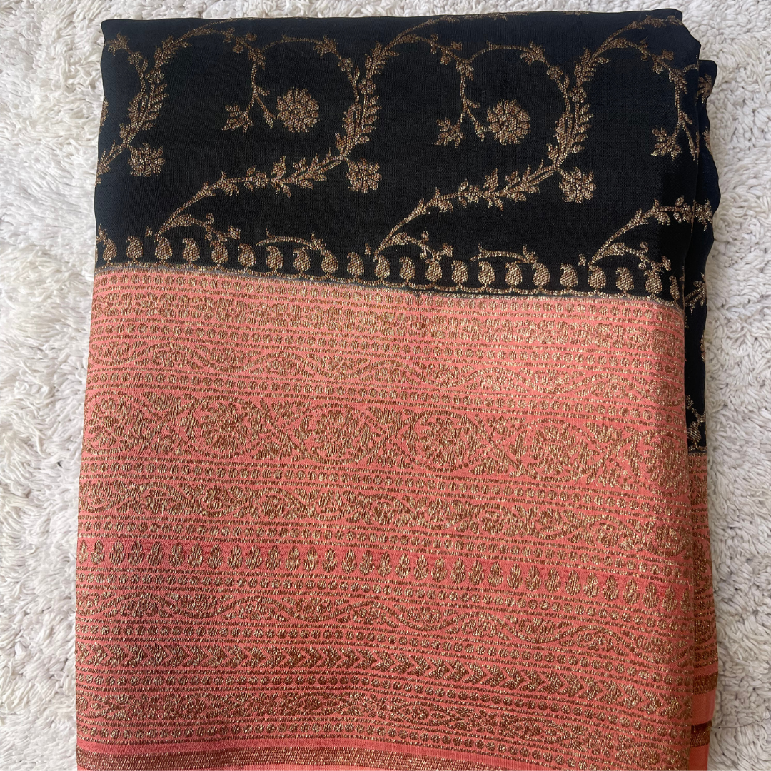 Pure Banarasi Crepe Silk Saree with Traditional Zari Weaving | Lightweight Festival & Wedding Saree