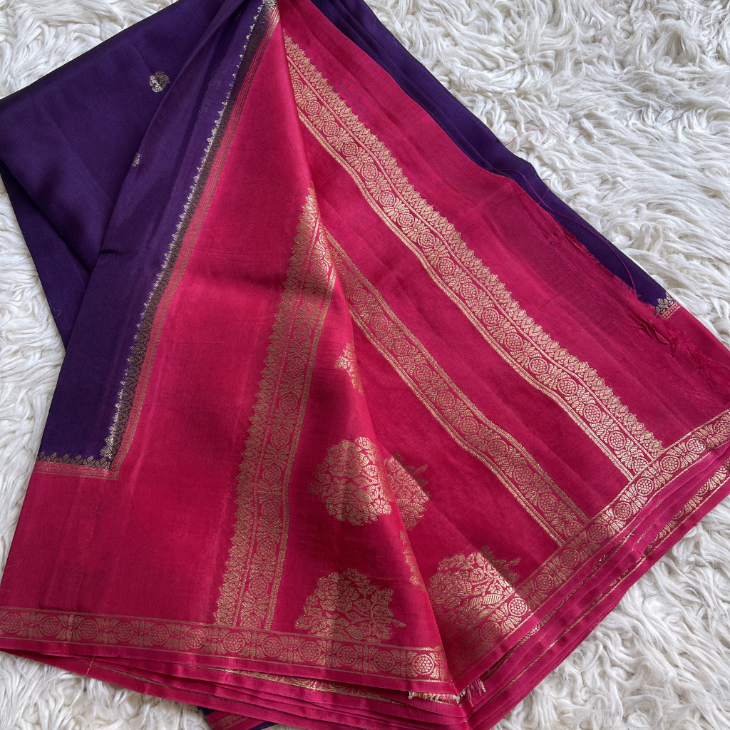 Viscous Dola Silk With Purple And Pink Saree