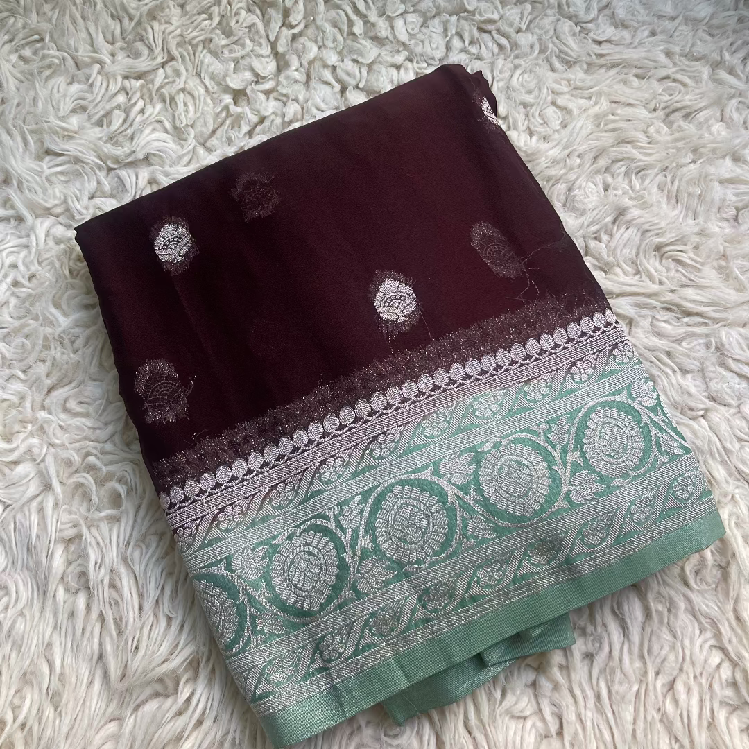 Pure Chiffon Saree With Matching Color Borders