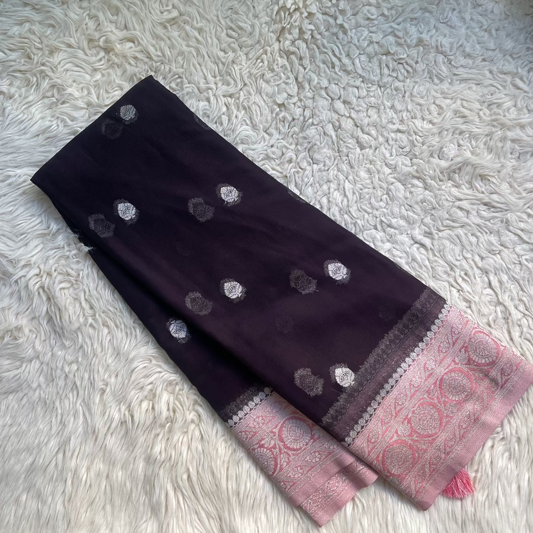 Pure Chiffon Saree With Matching Color Borders