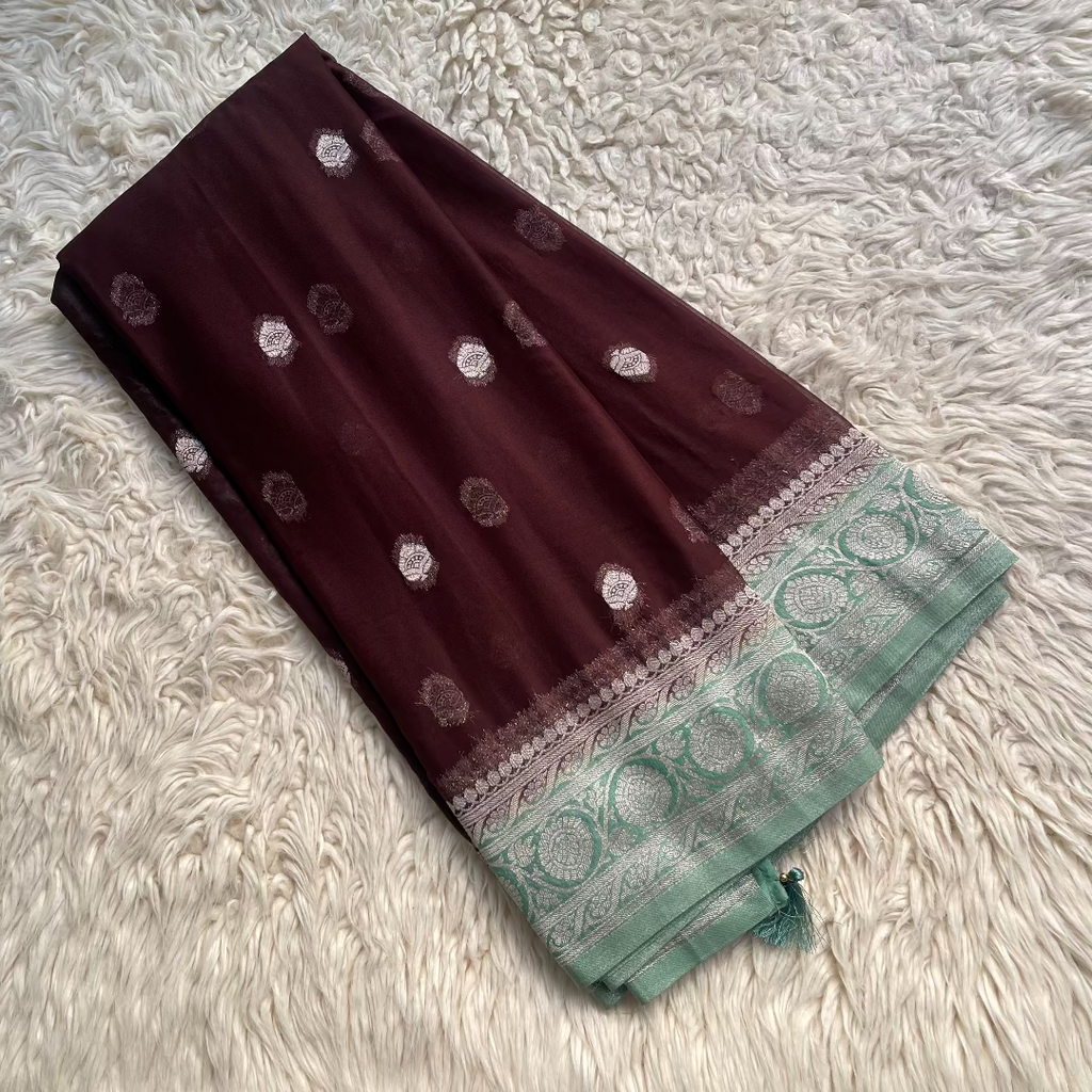Pure Chiffon Saree With Matching Color Borders
