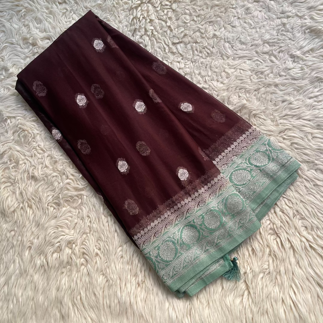 Pure Chiffon Saree With Matching Color Borders