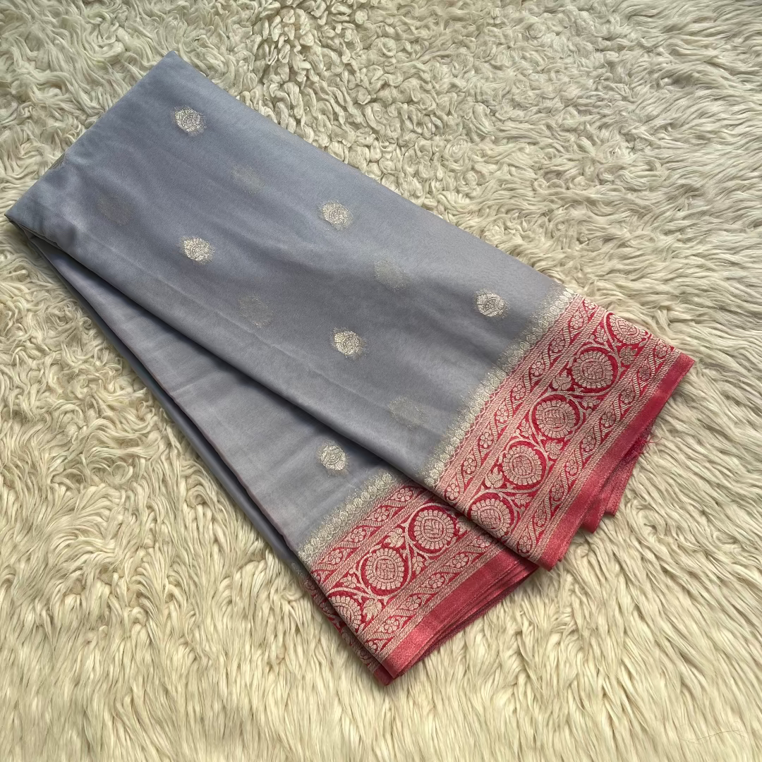 Pure Chiffon Saree With Matching Color Borders