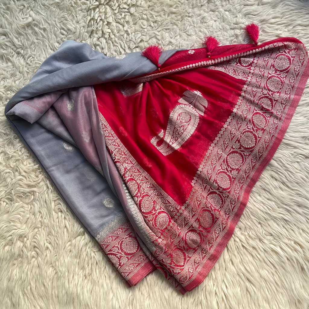 Pure Chiffon Saree With Matching Color Borders