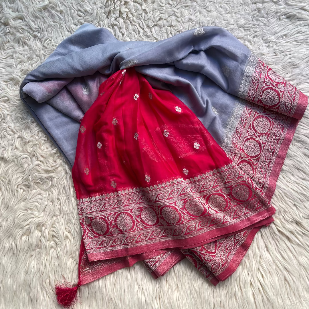 Pure Chiffon Saree With Matching Color Borders