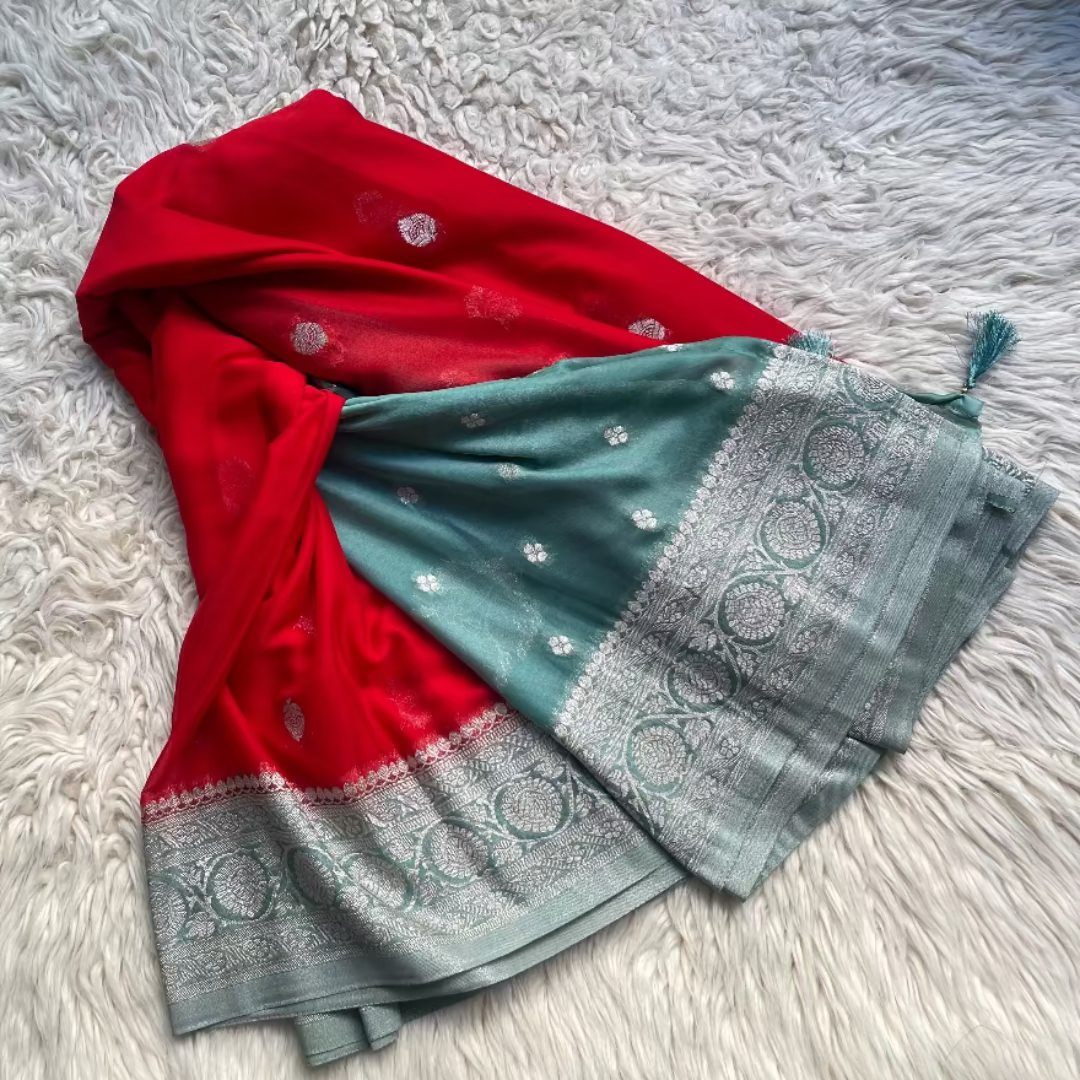 Pure Chiffon Saree With Matching Color Borders