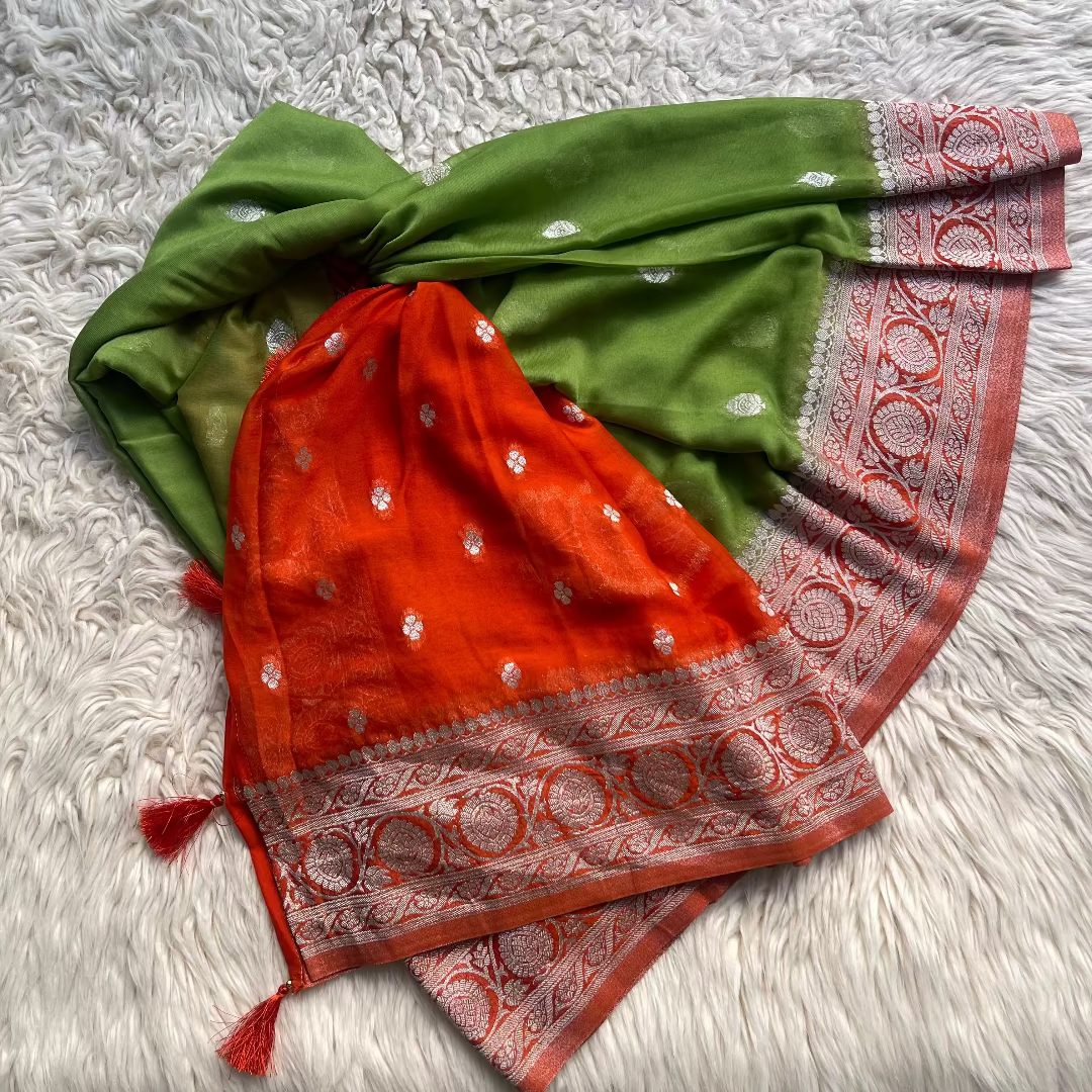 Pure Chiffon Saree With Matching Color Borders