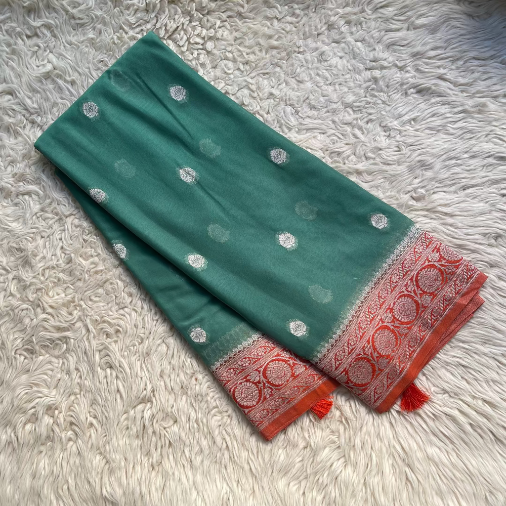 Pure Chiffon Saree With Matching Color Borders
