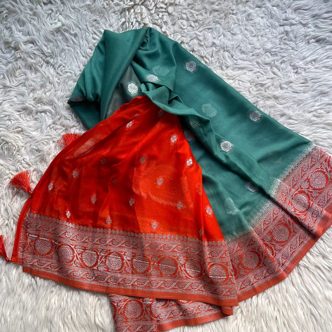 Pure Chiffon Saree With Matching Color Borders
