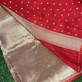 Golden Tissue Saree In Red Colour With Rich Pallu