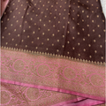 Crape Butta Banarasi Georget Brown With Baby Pink Contrast Colour Saree
