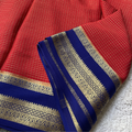 Pure Crape Mysore Silk Oil Red Saree With Bentex Checks Pattern 3