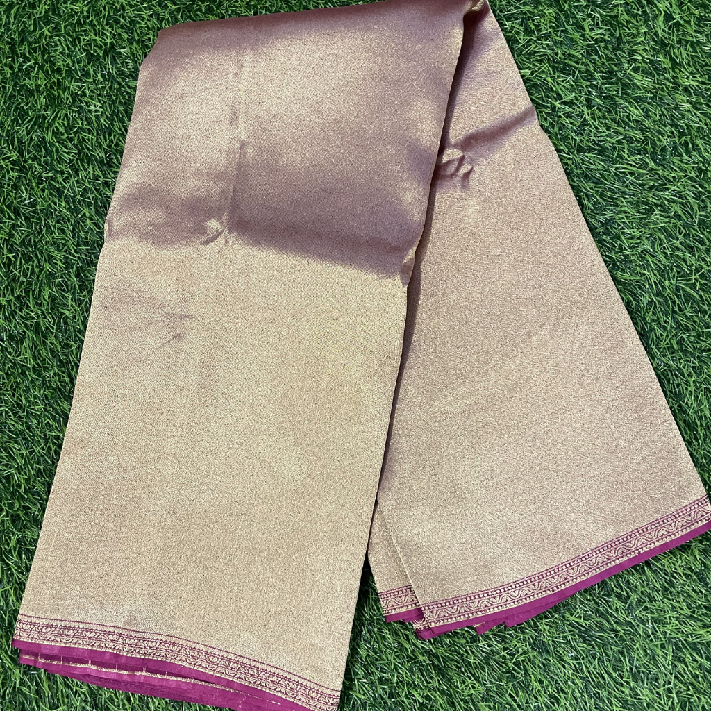 Golden Tissue Saree In Majenta Colour With Rich Pallu