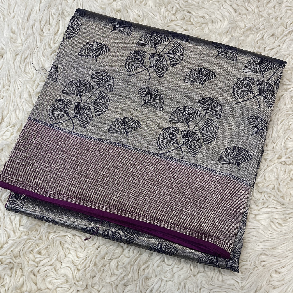 Silver Zari Weaved Brocade Saree For Wedding Collections