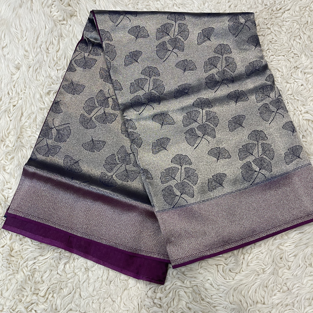 Silver Zari Weaved Brocade Saree For Wedding Collections