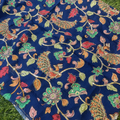 Navi Blue Kalamkari Pure Crape Blouse Material 1 Meter