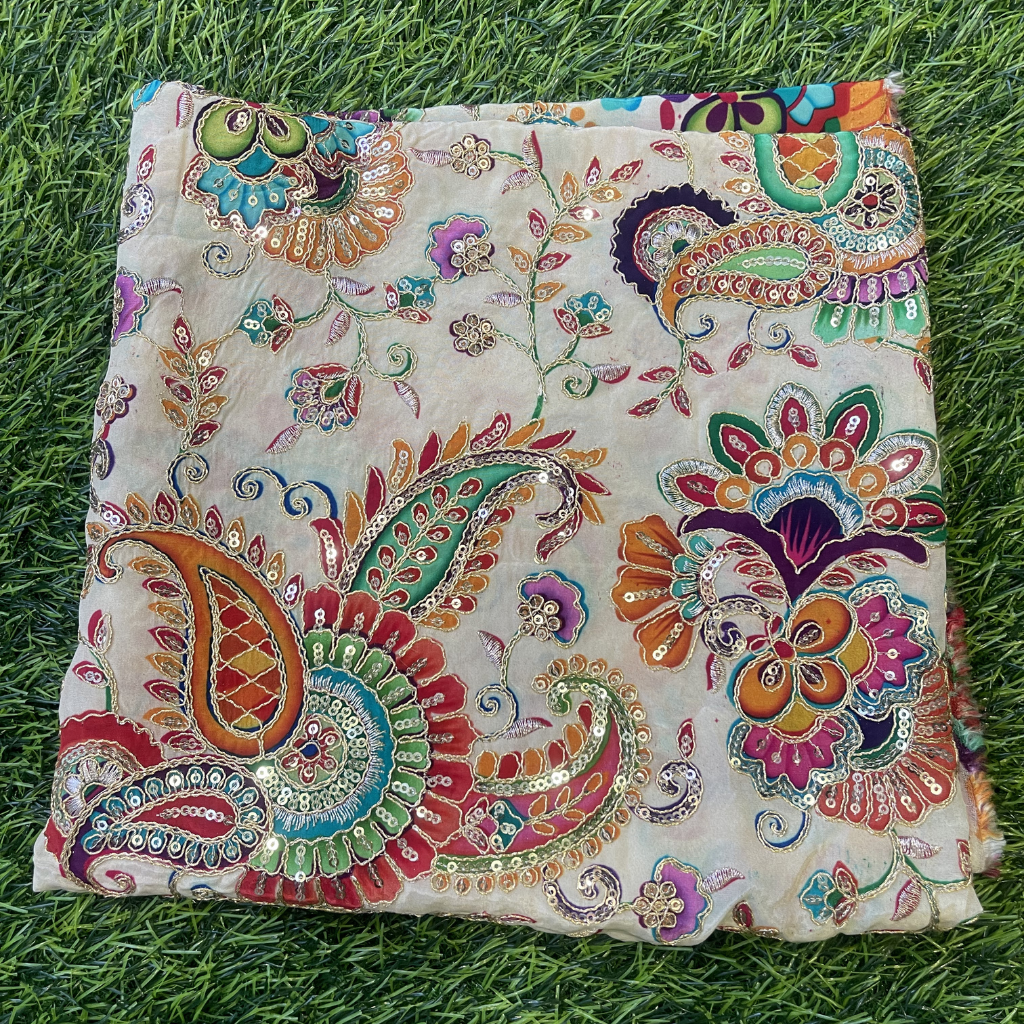 Multicolour Designer Blouse Material In Pure Crape 1 Meter