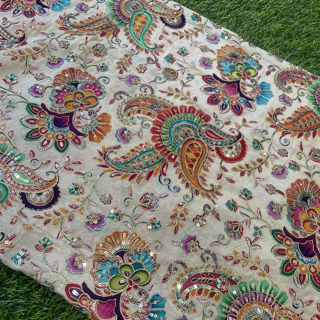 Multicolour Designer Blouse Material In Pure Crape 1 Meter