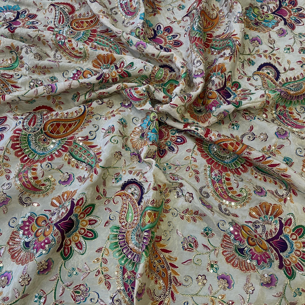 Multicolour Designer Blouse Material In Pure Crape 1 Meter