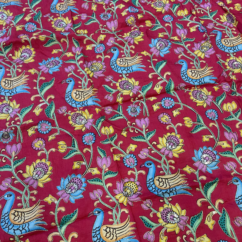 Kalamkari Crape Blouse Material In 1 Meter