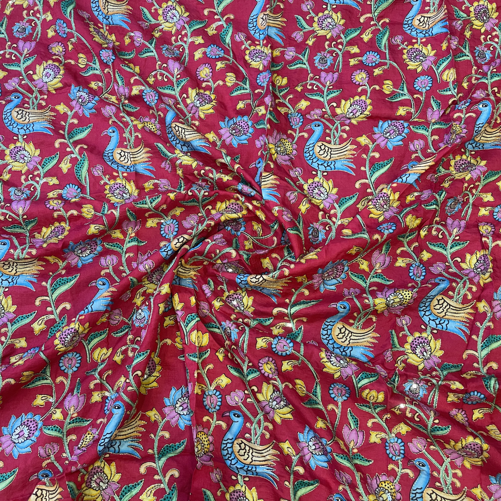 Kalamkari Crape Blouse Material In 1 Meter