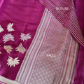Magenta Banarasi Satin Silk Saree With Golden And Silver Floral Weaved