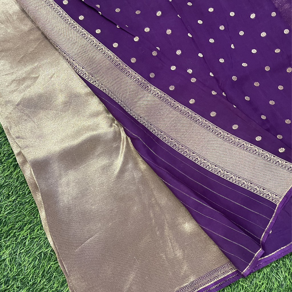 Golden Tissue Saree In Purple Colour  With Rich Pallu