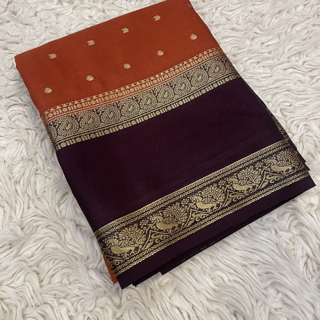 Semi Mysore Silk Saree In Mango Bentex Border
