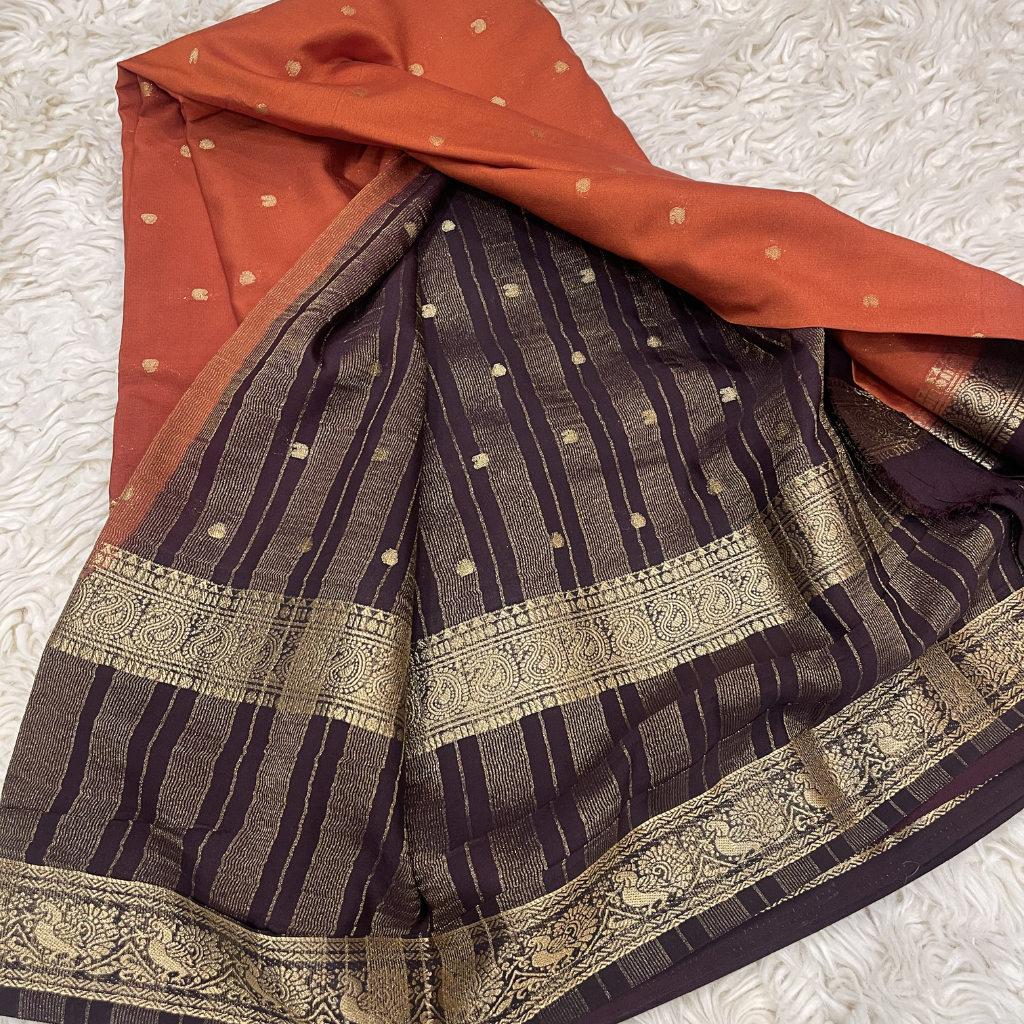Semi Mysore Silk Saree In Mango Bentex Border