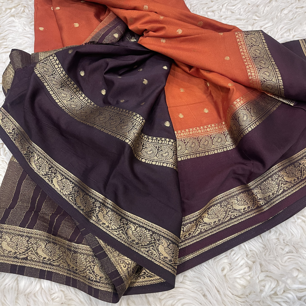 Semi Mysore Silk Saree In Mango Bentex Border