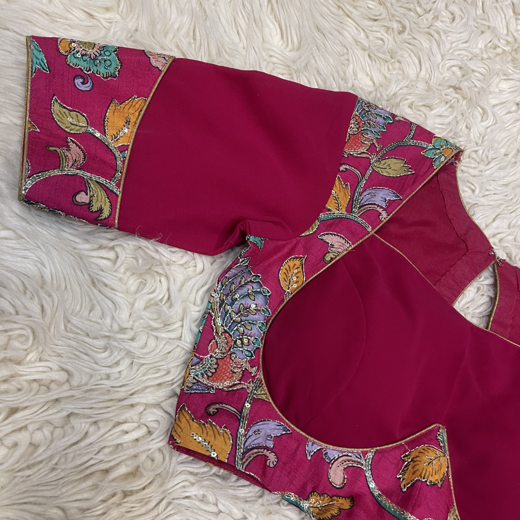 Rani Pink Kalamkari Ready Blouse