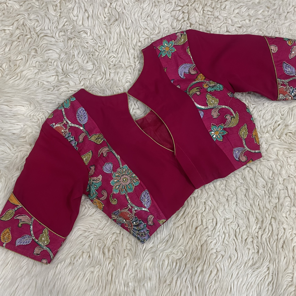 Rani Pink Kalamkari Ready Blouse