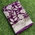 Georget Purple Colour With Floral Silver Zari Weaved Saree