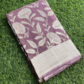 Georget Lylac Colour With Floral Silver Zari Weaved Saree