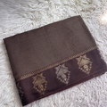 Gandaberunda Brown Dola Silk Saree In Small Checks Pattern