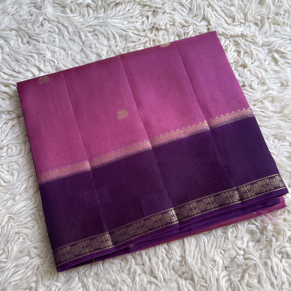 Viscous Dola silk Purple With Golden Border Saree